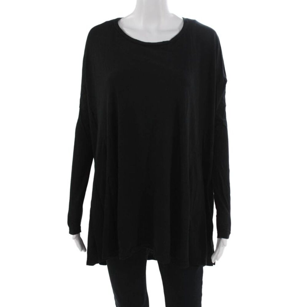 Mumu Mellow Women Black Cotton Long Sleeve Tunic Round Neck Boho Size S